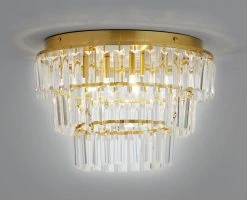 Habitat Presley Glass 3 Tier Flush To Ceiling Light - Brass -Habitat shop 9462319 R Z001C