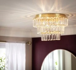 Habitat Presley Glass 3 Tier Flush To Ceiling Light - Brass -Habitat shop 9462319 R Z002C