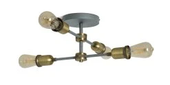Habitat Tay 4 Light Flush To Ceiling Light - Grey & Brass