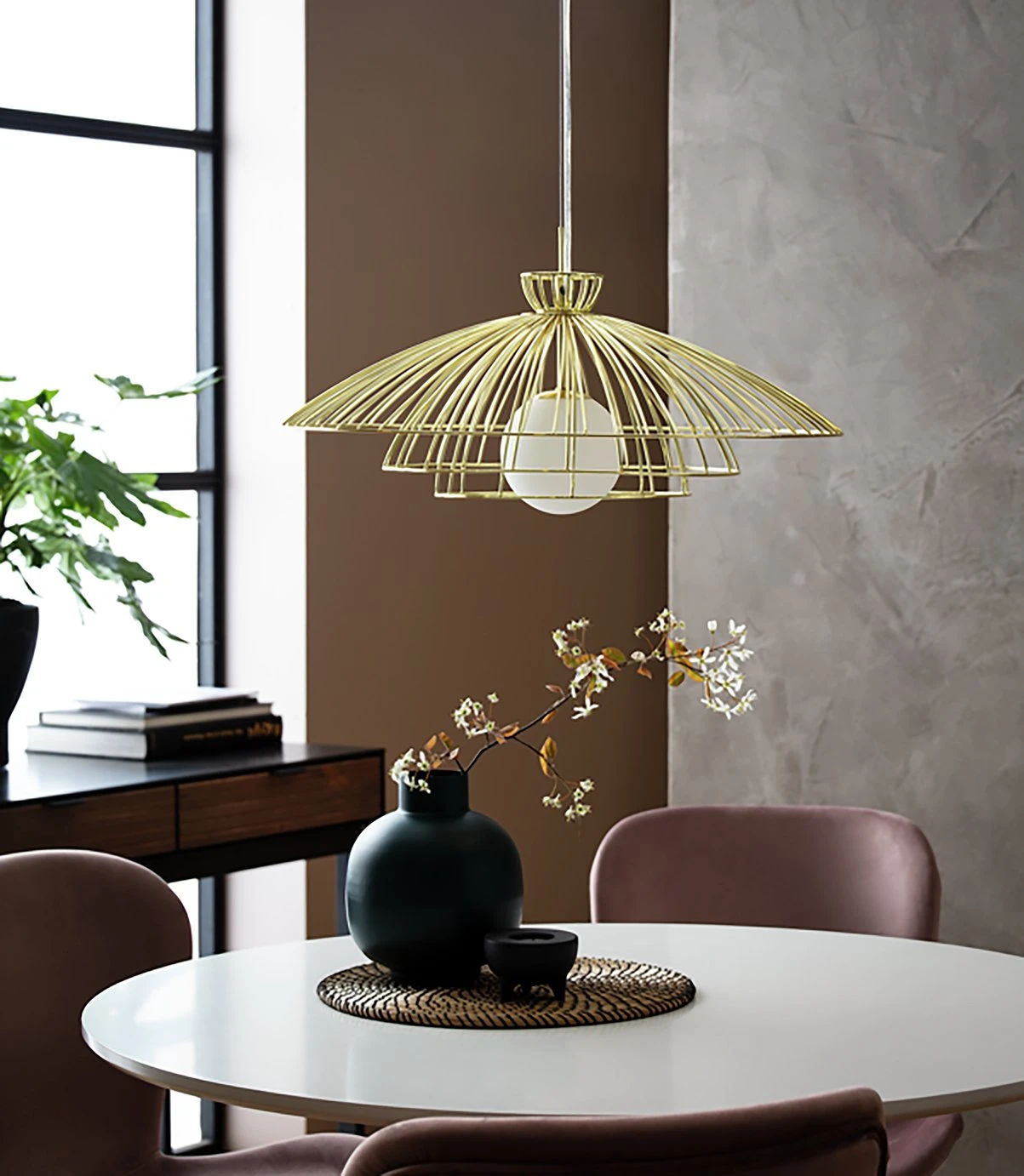 Habitat Kiso Opal 3 Tier Pendant Shade - Brass 8 Habitat Kiso Opal 3 Tier Pendant Shade - Brass - Image 6