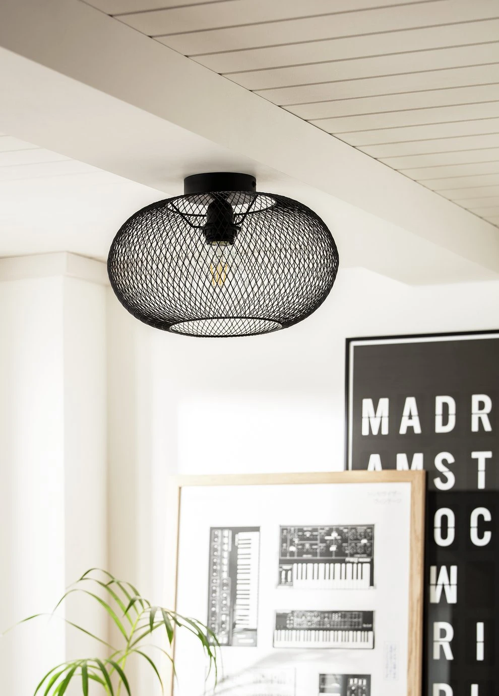 Habitat Tumba Mesh Flush To Ceiling Light - Black 4 Habitat Tumba Mesh Flush To Ceiling Light - Black - Image 2