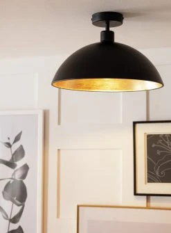 Habitat Yuno Leaf Flush To Ceiling Light - Black And Gold -Habitat shop 9487521 R Z002C