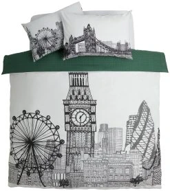 Habitat London Skyline Print Black &White Bedding Set-Single -Habitat shop 9511026 R Z002A