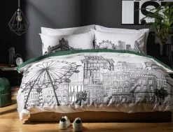 Habitat London Skyline Print Black &White Bedding Set-Single -Habitat shop 9511026 R Z005A