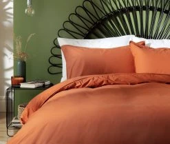 Habitat Cotton Linen Plain Rust Bedding Set - Double -Habitat shop 9513914 R Z004A