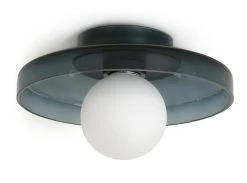 Habitat Jonna Bathroom Flush Ceiling Light -Dark Blue &Glass