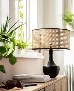 Habitat Ashi Rattan 40cm Shade - Natural & Black -Habitat shop 9519602 R Z003C