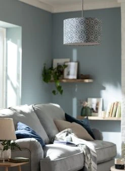 Habitat Country Floral Printed 30cm Drum Shade - Grey -Habitat shop 9521322 R Z003C