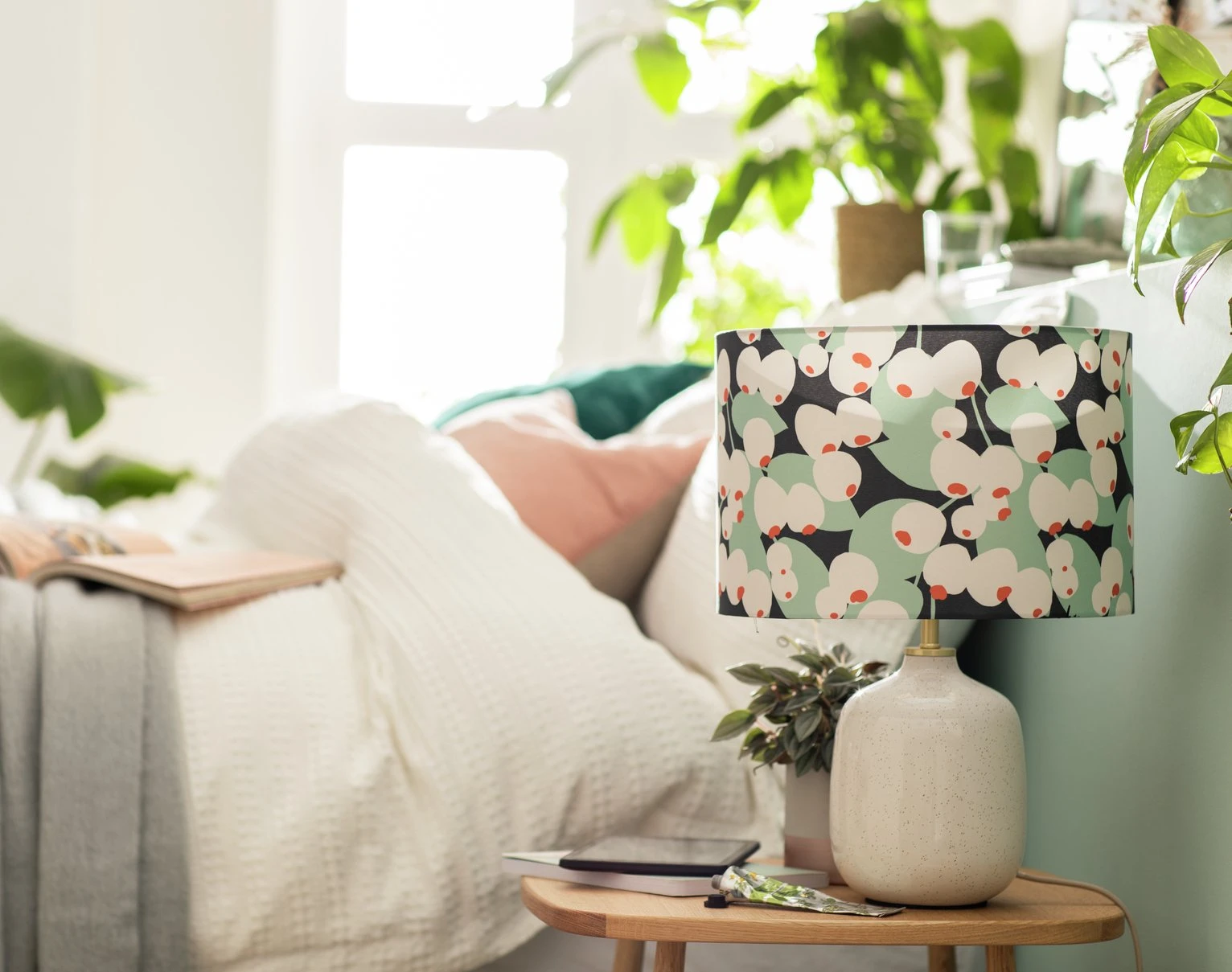 Habitat Cruz Scandi Printed 30cm Drum Shade 4 Habitat Cruz Scandi Printed 30cm Drum Shade - Image 2