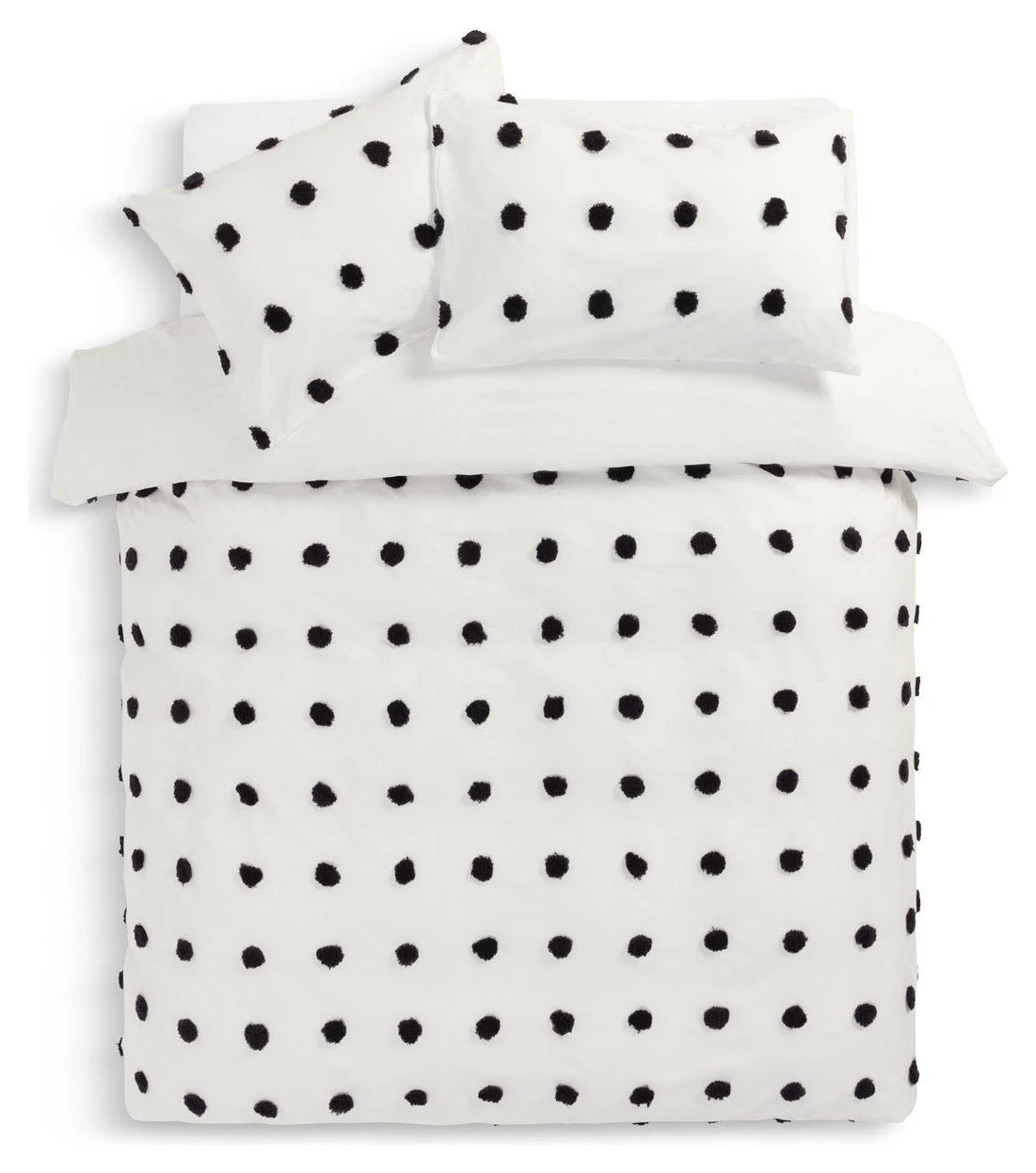 Habitat Cotton Tufted Spot White & Black Bedding Set -Single 5 Habitat Cotton Tufted Spot White & Black Bedding Set -Single - Image 3
