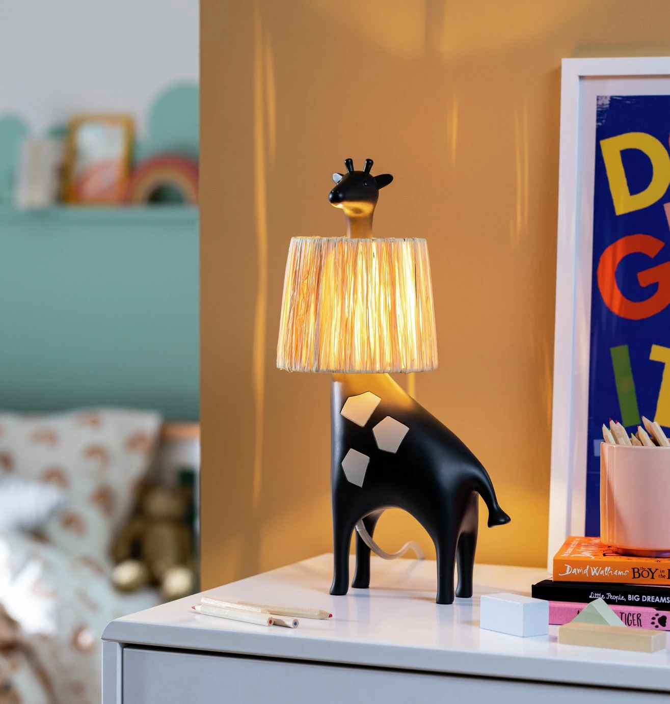 Habitat Kids Giraffe Rattan Table Lamp - Black 4 Habitat Kids Giraffe Rattan Table Lamp - Black - Image 2