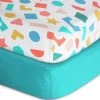 Habitat Kids Colourful Shapes 2 Pack Fitted Sheets - Cot -Habitat shop 9571310 R Z001A
