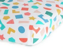 Habitat Kids Colourful Shapes 2 Pack Fitted Sheets - Cot -Habitat shop 9571310 R Z002A