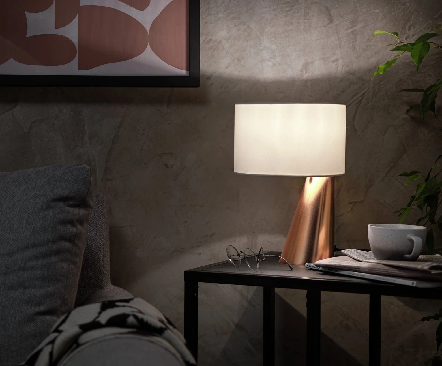 Habitat Abono Steel LED Table Lamp - Copper & Cream 4 Habitat Abono Steel LED Table Lamp - Copper & Cream - Image 2