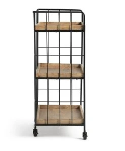 Habitat Kai Wood Drinks Trolley - Black & Mango -Habitat shop 9579271 R Z003A