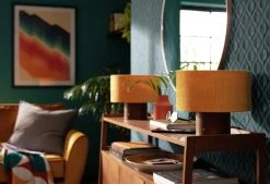 Habitat Corduroy Touch Table Lamp - Mustard & Walnut -Habitat shop 9582275 R Z002C