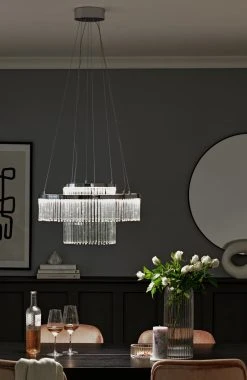 Habitat Yang 2 Tier LED Glass Chandelier - Chrome -Habitat shop 9584448 R Z001C