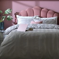 Habitat Cotton 400TC Sateen Stripe Grey Bedding Set - Double