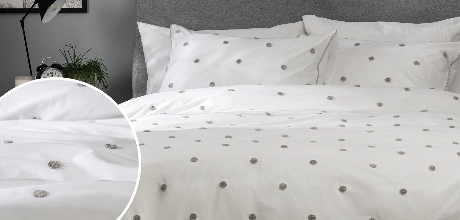 Habitat Tufted Spot White & Grey Bedding Set - Single 7 Habitat Tufted Spot White & Grey Bedding Set - Single - Image 5