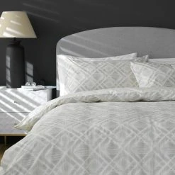 Habitat Cotton 200TC Geo Silver & Cream Bedding Set - Single